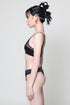 MAE Black Half Moon Cut-Out Bra - Satin Top